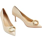 C.Paravano Women's Pumps | Women Heels Closed Toe | Pumps Shoes Women | Chic Pointed Toe Design | Comfort Heels(White,Size 6.5)