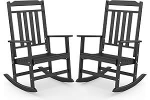 GREENVINES Outdoor-Rocking-Chairs-Set-of-2 | HDPE Plastic | Patio Rockers | Porch Rocker Chair | Oversized | High Back | Big & Tall | Black