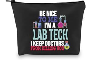 G2TUP Funny Lab Tech Laboratory Technician Week Gift Cosmetic Bag Medical Scientist Lab Technician Travel Organizers (Lab Tech BLACK BAG)