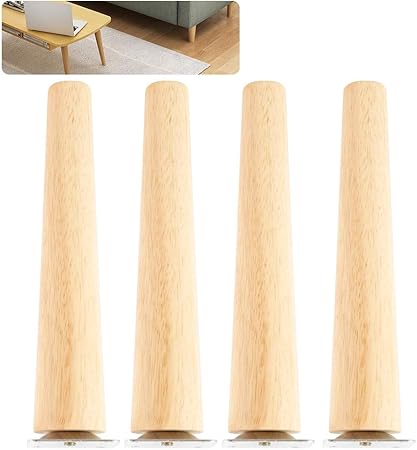 Iraza Holz Tischbeine, 4 Stück Massivholz Konisch Ersatz Möbelfüße