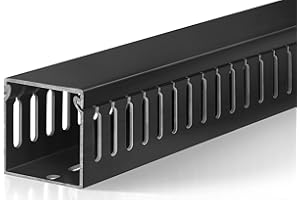 ZhiYo 2x2inCable Raceway, 6.6ft (2xL3.3ft) Server Rack Cable Management Under Desk Cord Organizer, Electrical Safe PVC Cable Channel Open Slot Wire Raceway for Network/PC/TVs, Wire Duct Black