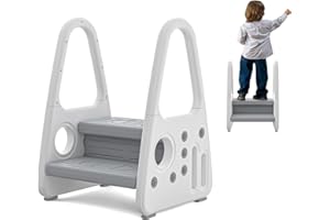 GUMISEAO Toddler Step Stool for Kitchen Counter Bathroom Sink Toilet Potty Training Children Step Ladder Step Stool for Kids with Safety Handles (Two Floor)
