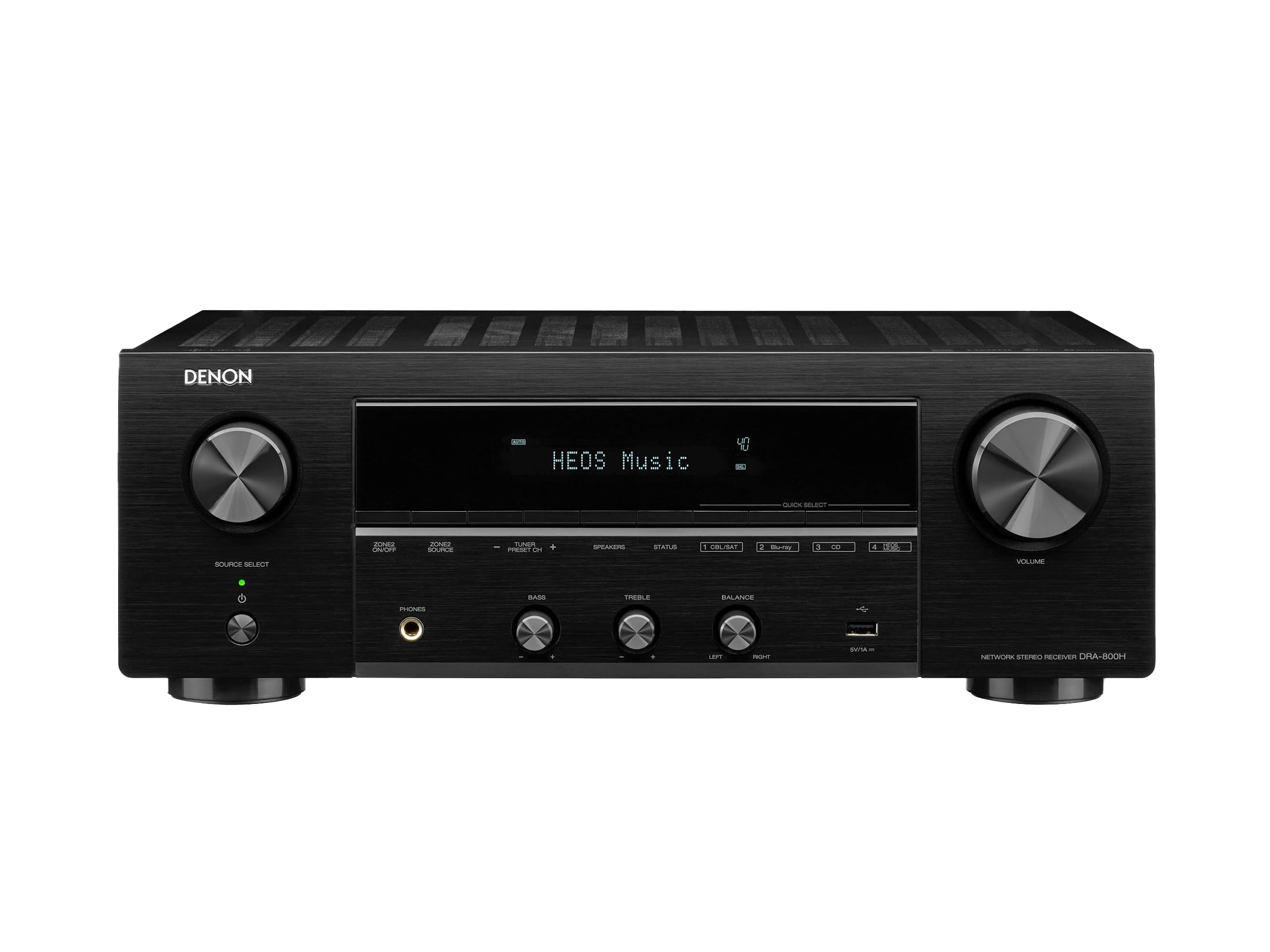 Denon DRA-800H 2-Channel Stereo Network Receiver for Home Theater, Hi-Fi Amplification, Connects to All Audio Sources, HDCP 2.3 Processing, Compatible with Amazon Alexa