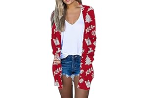 ZEFOTIM Christmas Cardigan for Women 2023 Comfy Casual Lightweight Open Front Cardigan Long Sleeve Graphic Tops Shirts