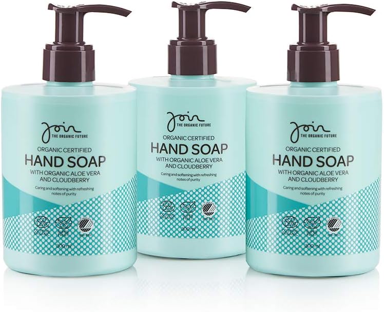 Join Organic Certified Hand Soap with Aloe Vera & Clooudberry-Vegan Ecolabel- Pack of 3 x 300 ml.