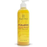 ORGANIC EXTRACT, Turmeric Kojic Acid Body Wash – 16 fl oz / 473ml – Skin Brightening Shower Gel for Deep Gentle Moisturizer, Helps to Remove Dark Spot, with Shea Butter & Aloe Vera