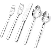 KINGSTONE 40 Piece Silverware Set, Flatware Set for 8, 18/10 Stainless Steel Cutlery Set Mirror Polished Modern Design Dishwasher Safe