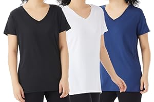 TEX2FIT 3-Pack Women's V-Neck Quick Dry T-Shirts, Workout Tops