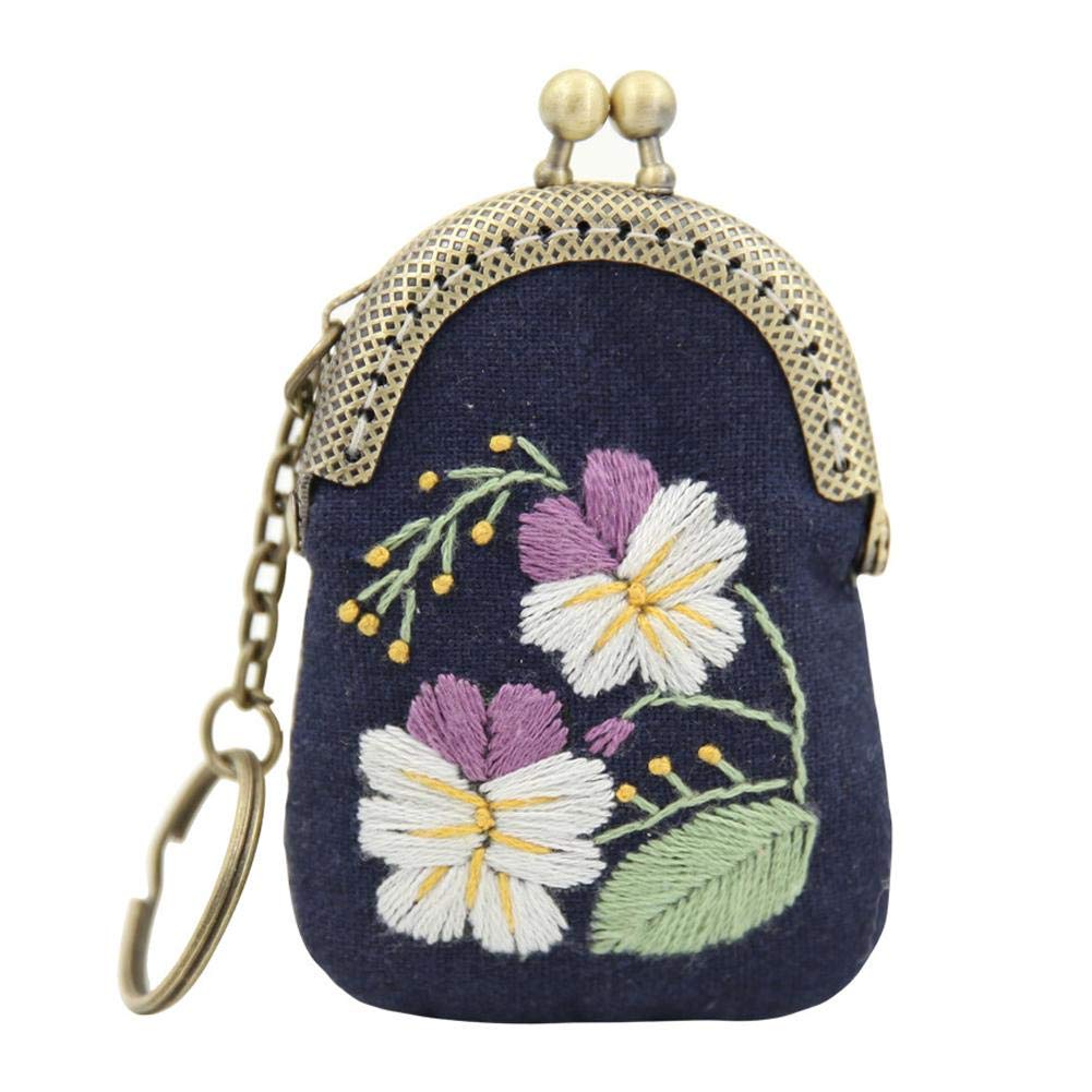 Embroidery Starter Kit Cross Stitch Set DIY Craft Key Chains Pendants Include Embroidery Needle Thread Hoops for Kids, Adults& Beginners(Style B)