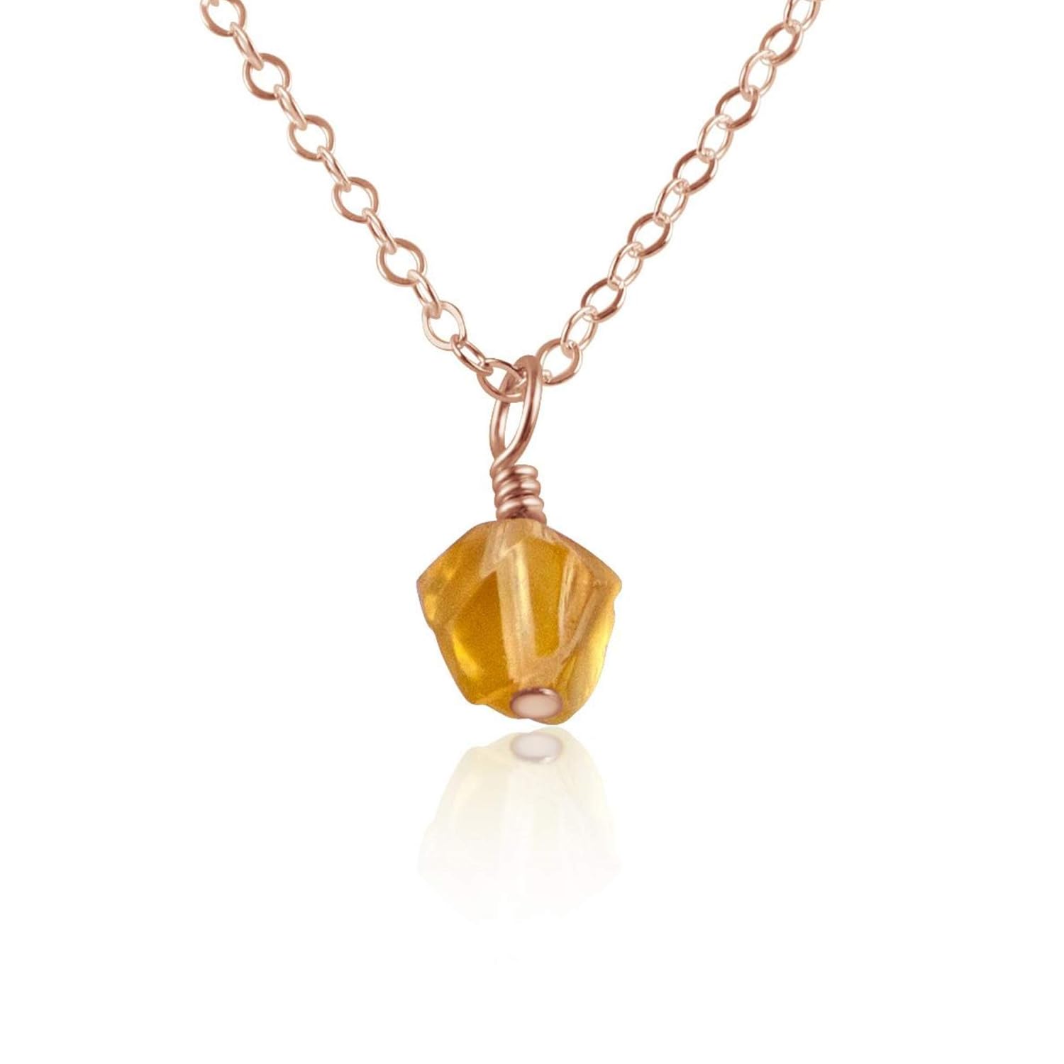 Citrine Raw Crystal Pendant Necklace in 14k Rose Gold Fill Amazon.ca