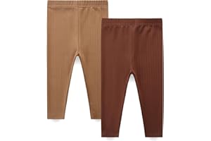 Hikido Baby Boy Girl Pants Solid Ribbed Unisex Toddler Soft Bottoms Leggings 9M~4Y