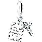 NUJIFFY 925 Sterling Silver Beads for Bracelets & Necklaces, Bible Cross Book Charms, Birthday Graduation Jewelry Gifts for Women Men Lover