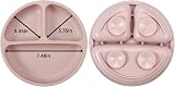 PandaEar 2 Pack Silicone Baby Suction Plates with 2 Spoons 2 Forks Pink view 3