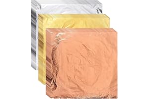 180 Pieces Gold Leaf Sheets Paper Flakes Foil Sheets Imitation Silver Rose Leaf Aluminum for Art Metallic Resin Jewelry Makin