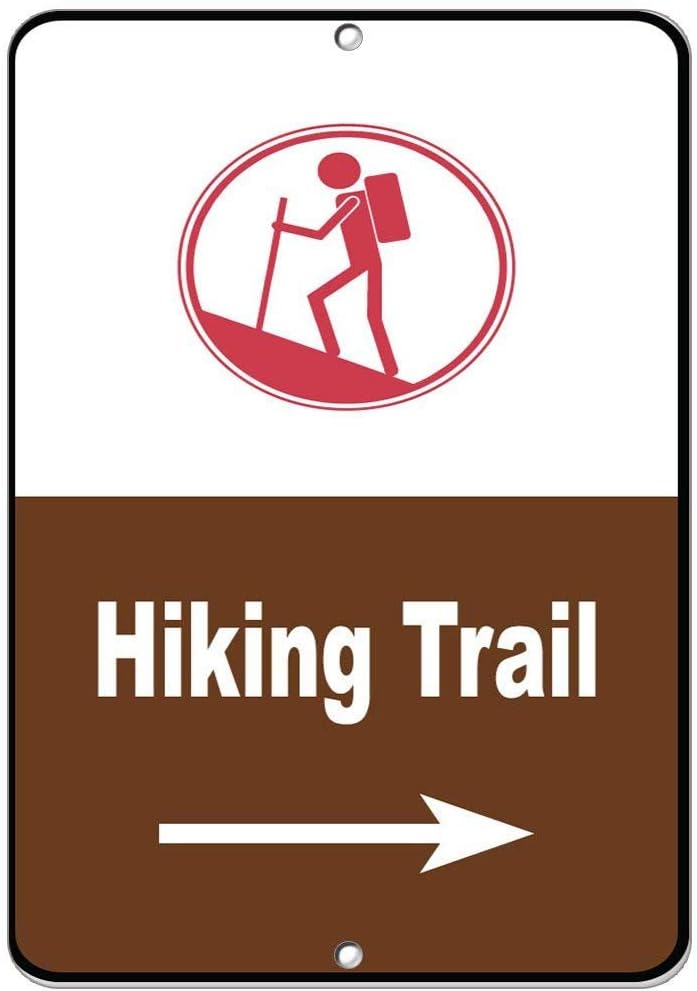 Monsety Rustic Metal Sign Post Hiking Trail Right Arrow Activity Sign Campground Signs Aluminum Wall Art Plaque Decoration