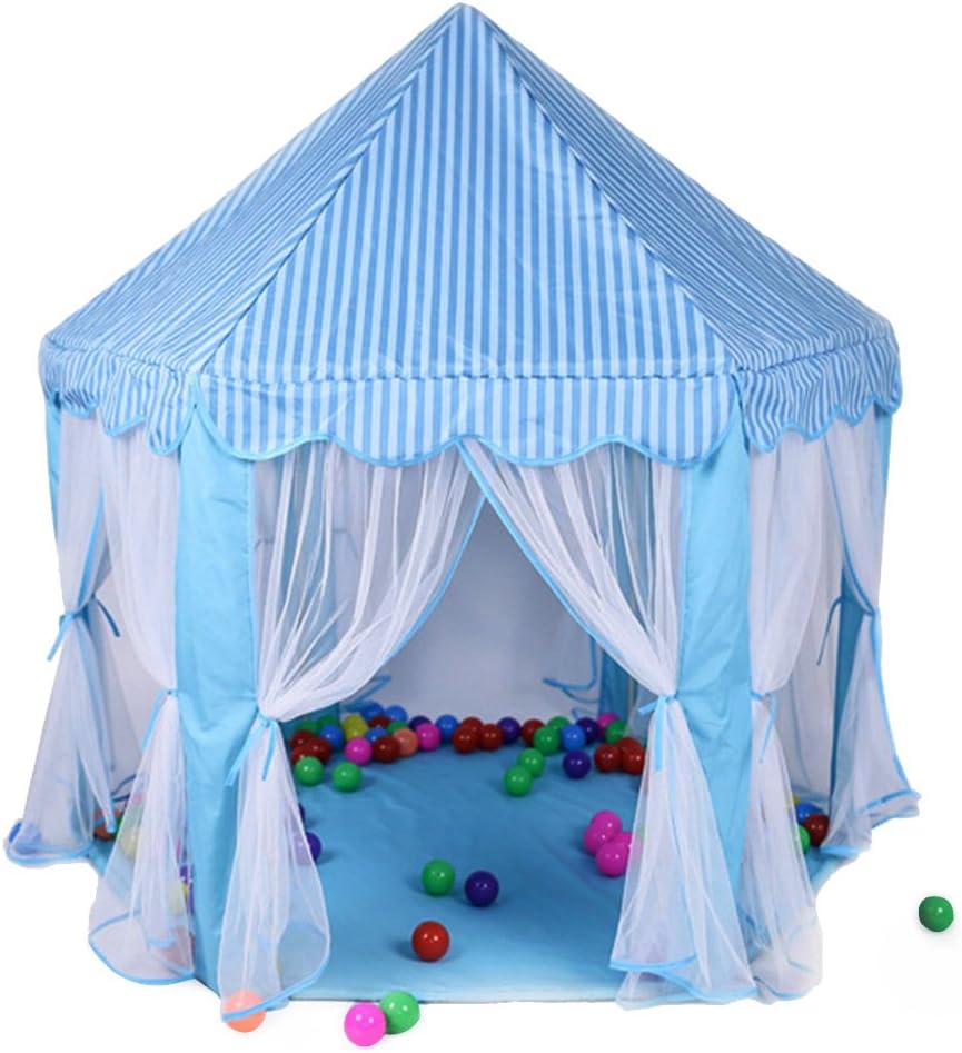 SHOPBIBLES Princess Castle Activity Kids Hexagon Play Tent Indoor Outdoor Toy House56 x 54 inch (Blue)