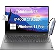 Lenovo ThinkBook 15 Gen 4 Business Laptop (15.6" FHD Anti-Glare, Intel 10-Core i7-1255U, 40GB RAM, 1TB PCIe SSD), 1080p Webcam, Narrow Bezel, Fingerprint, Wi-Fi 6, Ethernet, Win 11 Pro, Grey