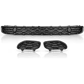 GXARTS 3PCS Lower Front Bumper Grille &amp; Tow Hook Bezel Covers 68274572AA Compatible with Dodge Ram 1500 2019-2024