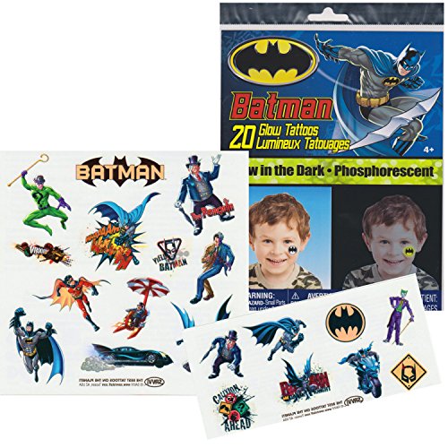 DC Comics BATMAN Glow in the Dark Temporary Tattoos
