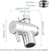 Tecmolog Brass Sink Valve Diverter 3 Way Chrome M22 to M24 SBA021C view 6