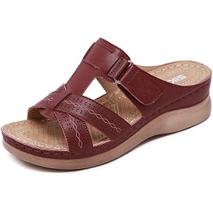 Orthopedic Sandals for Women with Arch Support Adjustable Straps Open Toe Platform Walking Shoes
