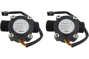 GREDIA 1/2" Water Flow Sensor Food-Grade Switch Hall Effect Flowmeter Fluid Meter Counter 1-30L/min (Pack of 2）