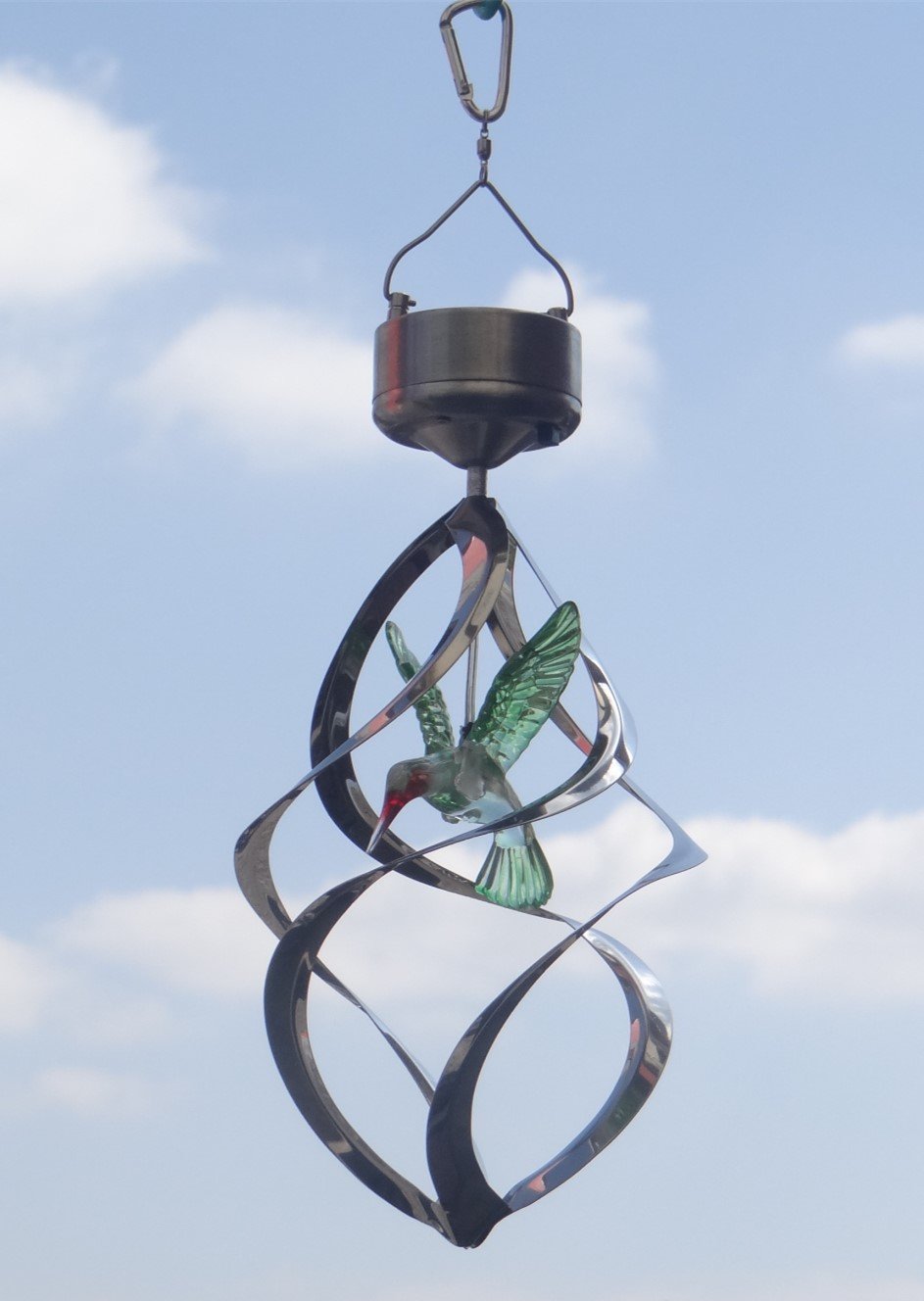 360° Spiral Spinner Solar Wind Chimes Changing Color Hummingbird Wind Chimes Night Lights Solar Hanging Lantern for Home Garden Bedroom Outdoor Decoration