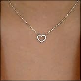 Erimberate Bohemian Crystal Heart Pendant Necklace Gold Cz Hollow Heart Choker Necklace Paved Cz Heart Necklace Rhinestone Love Heart Charm Necklace Jewelry for Women and Girls Gifts