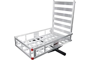 WETOXL 50 x 29.5 x 9 in Hitch Cargo Carrier, 800lb Capacity Trailer Hitch Mount Aluminum Cargo Basket with Folding Ramp, Luggage Carrier Rack Fits 2" Hitch Receiver for SUV Truck Pickup Camping