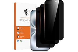 3-Pack Privacy Screen Protector for iPhone 16 / iPhone 15 [6.1 Inch], Anti-Spy Private Tempered Glass Film, Anti-Scratch, Cas