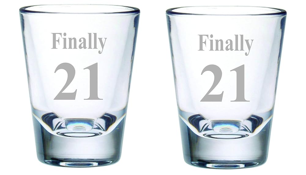 Finally 21 Shot Glass Set, 2 oz. Handmade