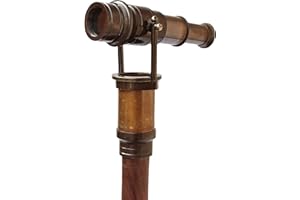 COLLECTIBLESBUY Antique Brass Hollywood Walking Stick Collectors Telescope Wooden Walking Cane Marine Prop Home & Travelling