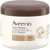 Aveeno Tone and Texture Renewing Overnight Cream, Body Lotion, Keratosis Pilaris Cream, Oat, Vitamin B3, PHA, Exfoliator, 227