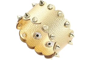 Pingyongchang Unisex Metal Waterproof Leather Bracelet Punk Spike Rivet Cuff Metal Studded Black Wristband Party Jewelry Gifts