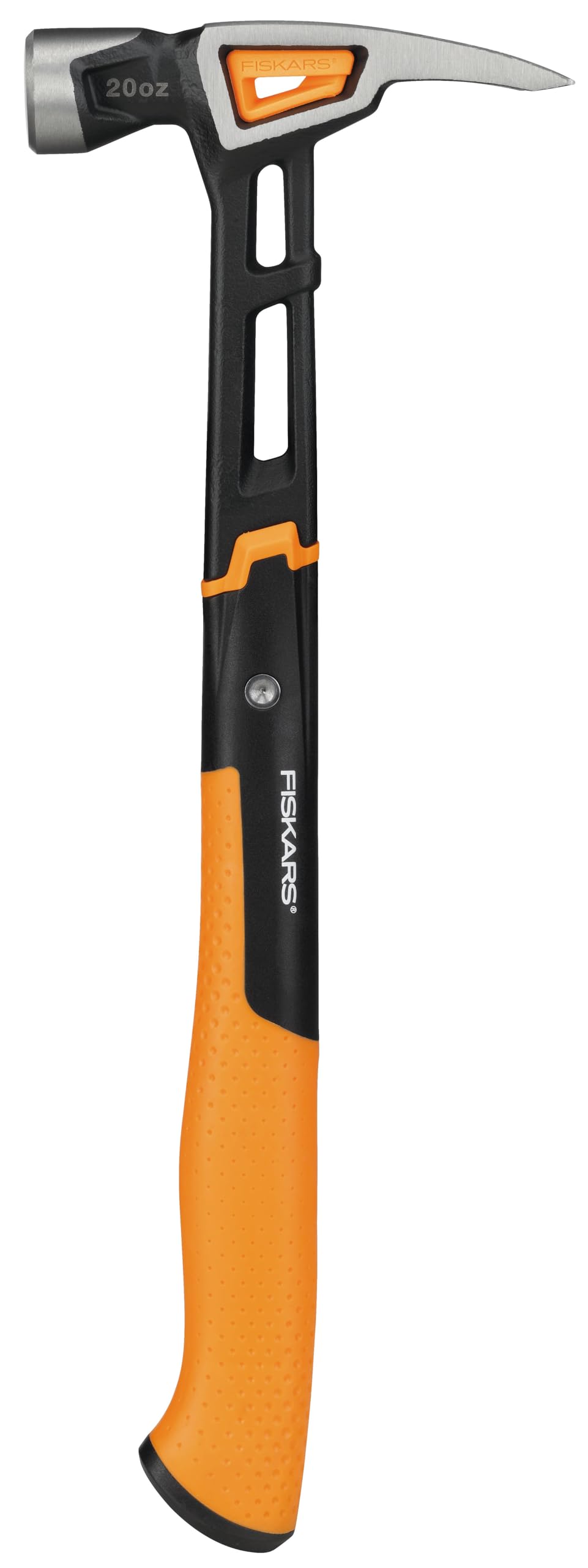 Fiskars Universal Hammer IsoCore XL for driving nails, Length: 39 cm, Weight: 0.95 kg, Black/Orange, 1020215