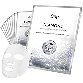 SNP 100% Diamond + 1000mg Hyaluronic Acid Sheet Mask | Tightening, Hydrating, and Nourishing with Real Diamonds for All Oily Skin Types | Korean Face Mask Skincare | Facial Moisturizing | 10 Sheets
