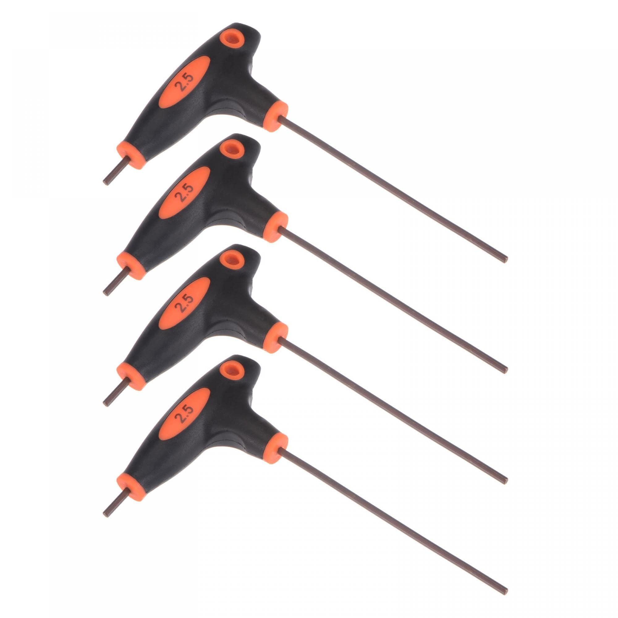 TOP-VIGOR 4Pcs 2.5mm Hex Key T-Handle, T Bar Dual End Wrench Spanner Allen Key for Home Repair and Mechanical Maintenance, Metric S2 Steel