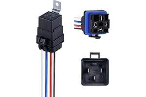 Ronybuy 4-PIN 12V DC IP65 Waterproof Relay with Harness 40/30 AMP Relay Switch - Heavy Duty 12&16 AWG Tinned Copper Wires, SPST Automotive Relay Kit for Horns Starters Radiator Motor Fans, Pack of 1