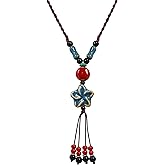 MINACHI Boho Hippie Colorful Ceramic Beads Star Charm Y Necklace, Bohemian Summer Statement Jewelry Gift for Women