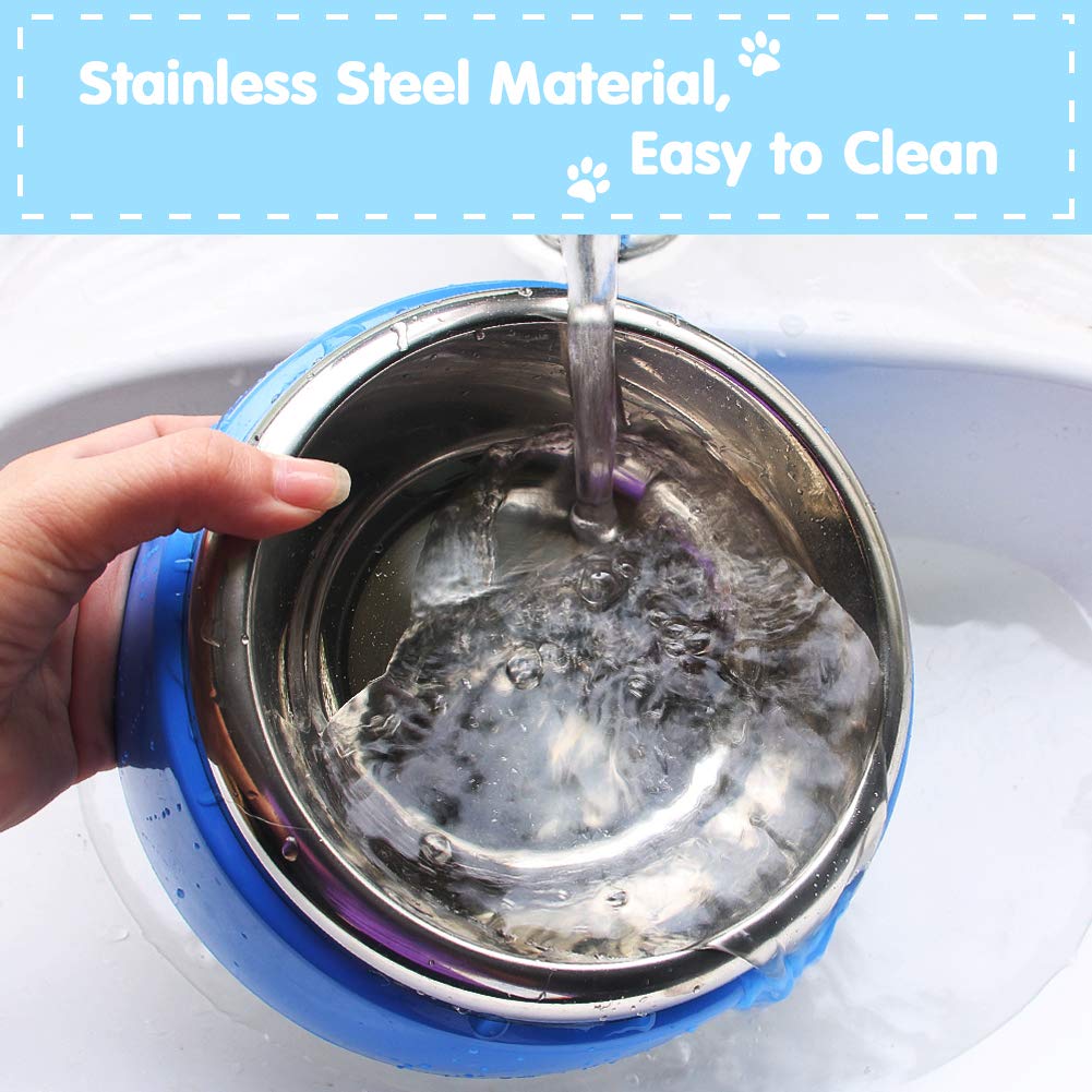 Ciotola per Cani Gatto Set Ciotole Acciaio Inox Antiscivolo Metallo Due Ciotole Cibo Acqua per Animali Domestici Cane, Set di 2 (Rosa e Blu)