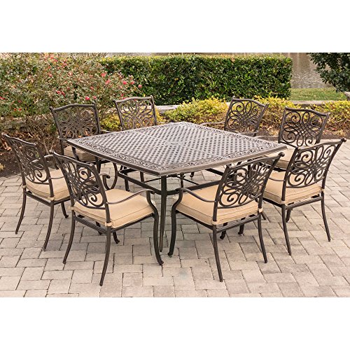 Hanover Tan Traditions 9Piece RustFree Outdoor Patio Set Cushions, 8