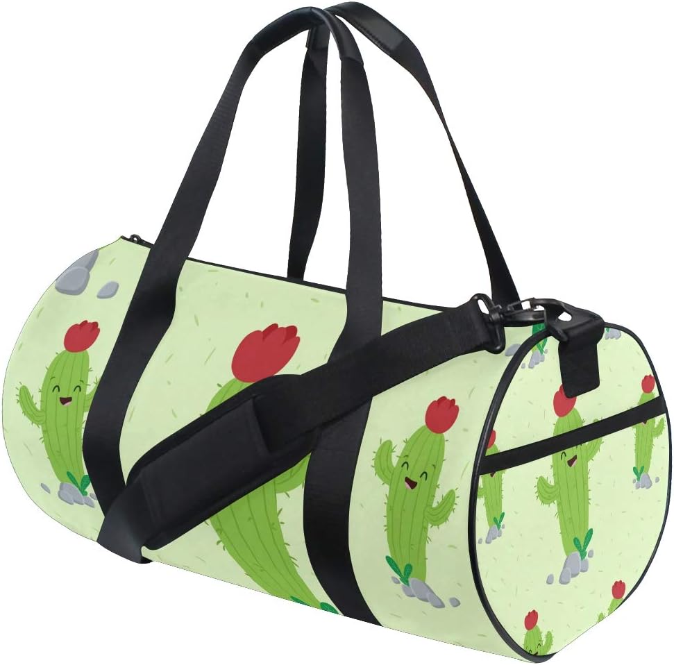 FANTAZIO Gym Duffel Bag Cactus Smile Mens Gym Duffel Bag