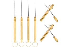 FVVMEED 6 Pieces Titanium Toothpicks, Reusable Metal Pocket Toothpick with Protective Box, Waterproof, Anti-Rust Toothpick Ho