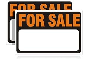 Aijmguo 2 Pack For Sale Sign Car Sticker, 12" x 8" Premium Self-Adhesive Vinyl Sale Sign Decal for Garages, Boats, Large Space for Handwriting Yellow VPD7 topdeal888