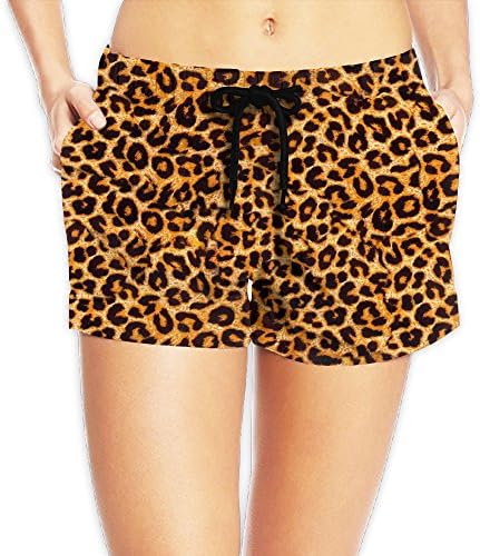 Leopard Print Women's Swim Beach Shorts Summer Beach Swimwear With Pockets S