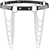 WARANDOD Waist Chain Belt Punk Black Leather Body Accessories Adjustable Body Jewelry Goth Belt for Women (Fits Waist 29.7IN-38.2IN)