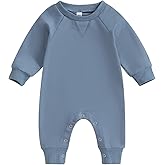 Lukivech Newborn Infant Baby Boy Girl Clothes Solid Color Long Sleeve Romper Jumpsuit One Piece Bodysuit Fall Winter Outfit