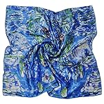 YSSP, Van Gogh and Claude Monets Paintings, Square Elegant Luxury Fashion 100 Silk Scarf Art