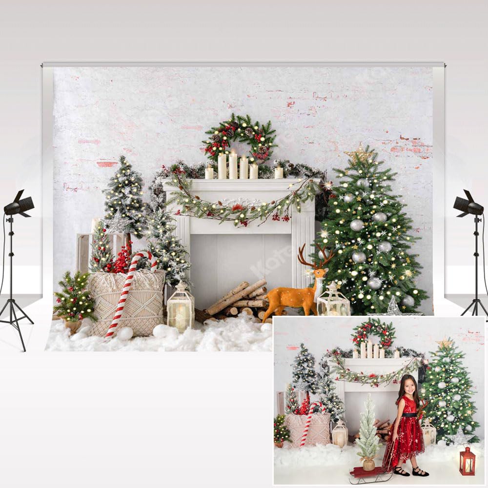 Kate Merry Christmas Photo Backdrop for Photography Xmas Tree Fireplace Xmas Party Photo Studio Background Photo Studio Prop 10x6.5ft/3x2m