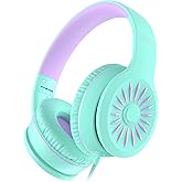 ELECDER i45 On-Ear Headphones with Microphone - Foldable Stereo Bass Headphones with No-Tangle 1.5M Cord, 3.5MM Jack, Portable Wired Headphones for School/Kids/Teens/Smartphones/Travel/Tablet - Green